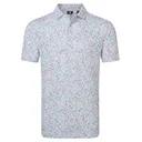FootJoy Watercolour Floral Print Pique polo para hombre, blanco/chambray/nantucket red