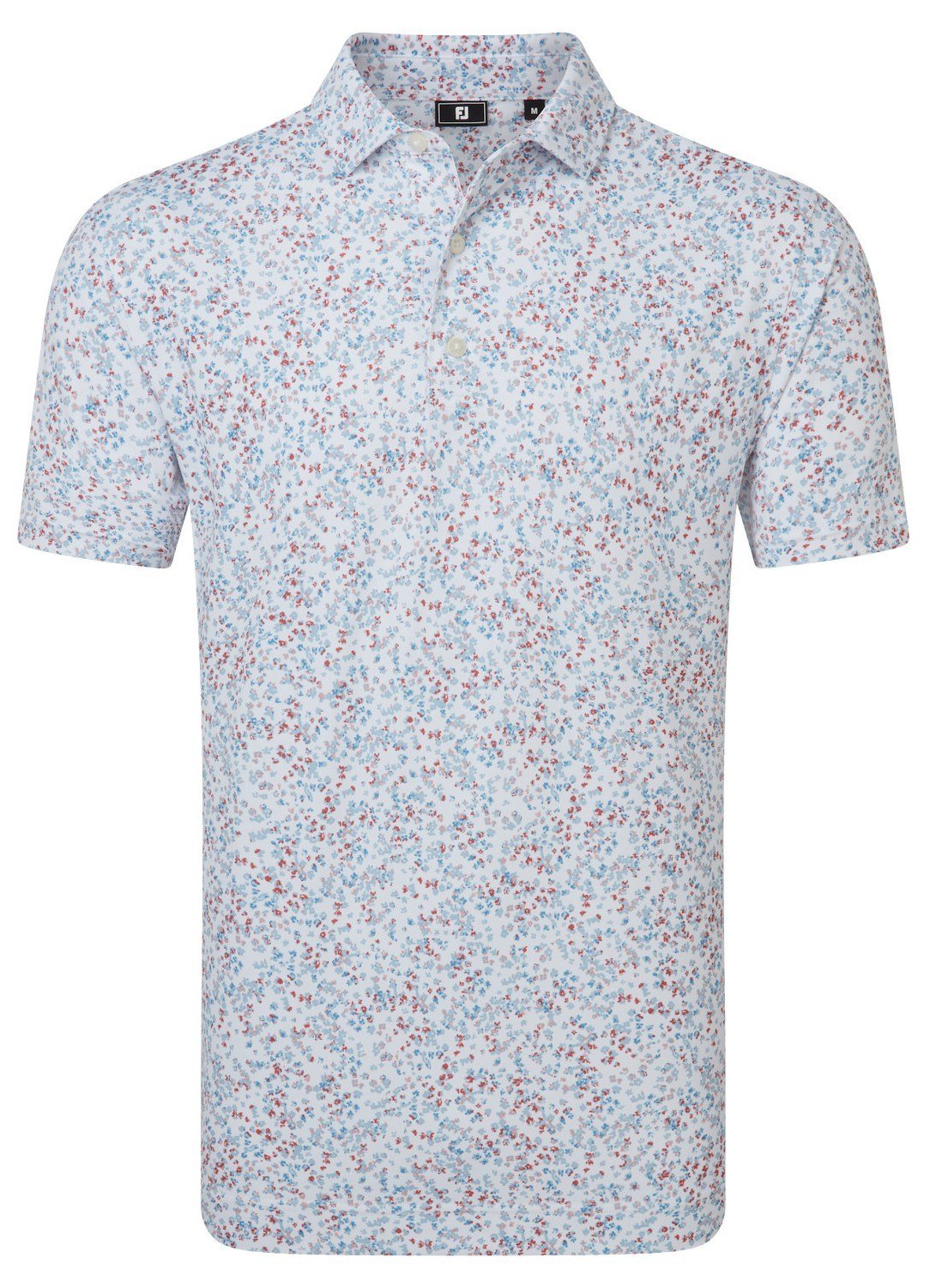 FootJoy Watercolour Floral Print Pique polo para hombre, blanco/chambray/nantucket red