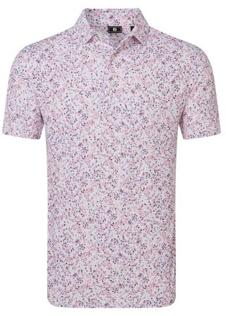 FootJoy Watercolour Floral Print Pique polo de hombre, blanco/pink pop/negro