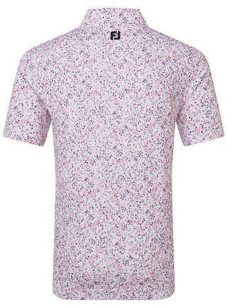 FootJoy Watercolour Floral Print Pique polo de hombre, blanco/pink pop/negro