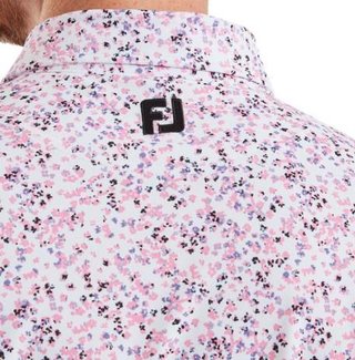 FootJoy Watercolour Floral Print Pique polo de hombre, blanco/pink pop/negro