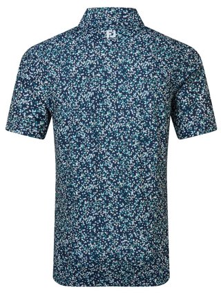 FootJoy Watercolour Floral Print Pique polo de hombre, navy/sunshine/field green