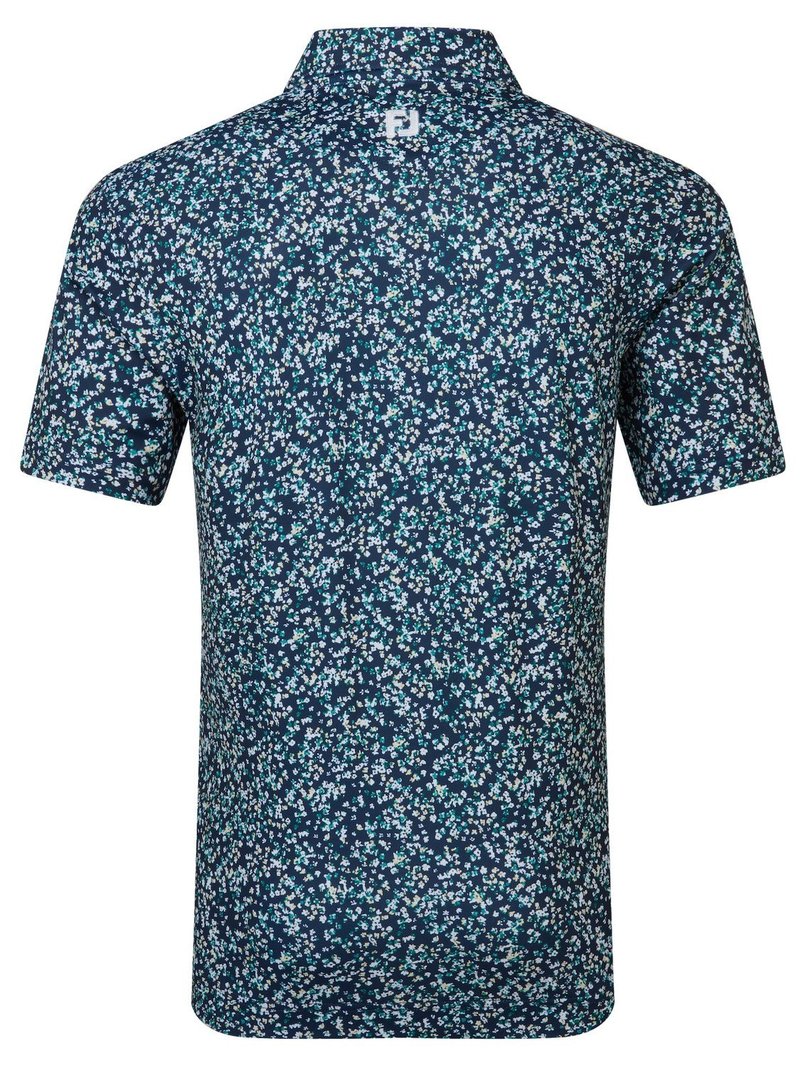 FootJoy Watercolour Floral Print Pique polo de hombre, navy/sunshine/field green