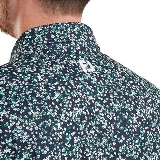 FootJoy Watercolour Floral Print Pique polo de hombre, navy/sunshine/field green