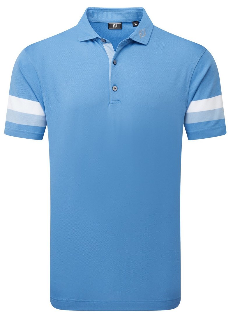 FootJoy Sleeve Stripe Pique polo de hombre, coastal blue/chambray/white
