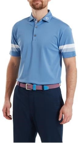 FootJoy Sleeve Stripe Pique polo de hombre, coastal blue/chambray/white