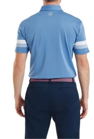FootJoy Sleeve Stripe Pique polo de hombre, coastal blue/chambray/white