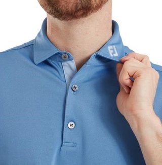 FootJoy Sleeve Stripe Pique polo de hombre, coastal blue/chambray/white