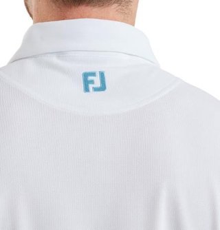 FootJoy Sleeve Stripe Pique polo de hombre, blanco/blue reef/sea glass