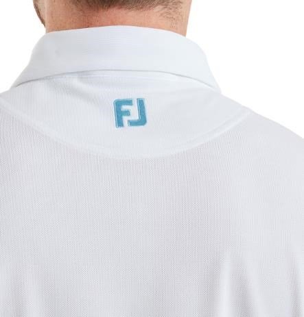 FootJoy Sleeve Stripe Pique polo de hombre, blanco/blue reef/sea glass