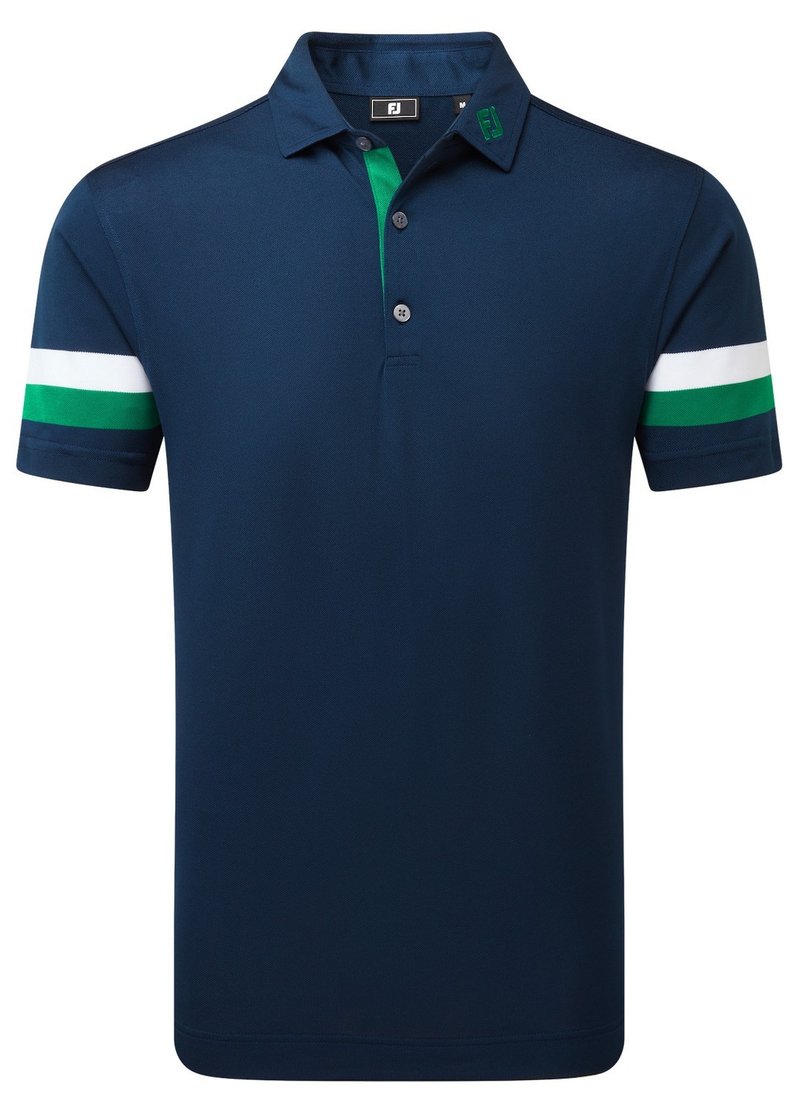 FootJoy Sleeve Stripe Pique polo de hombre, navy/field green/white