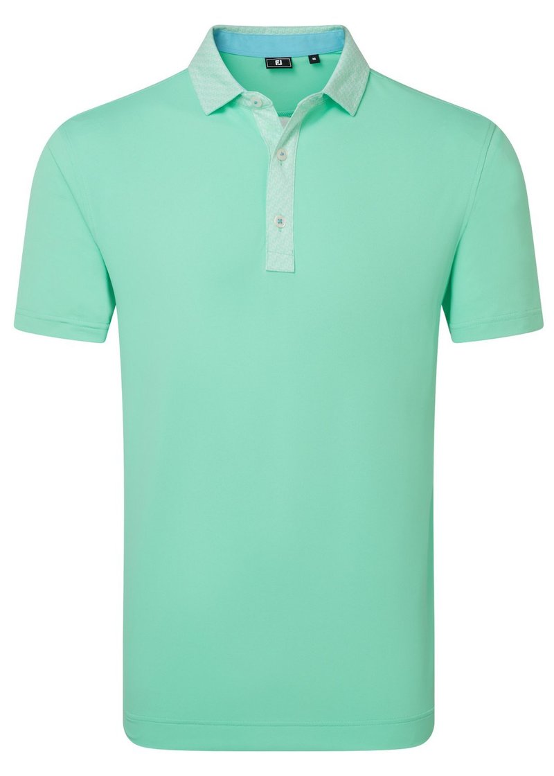 FootJoy Star Geo Trim Pique polo de hombre, sea glass