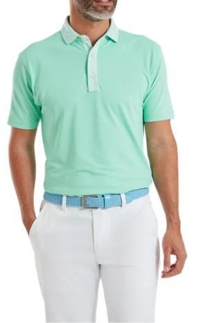 FootJoy Star Geo Trim Pique polo de hombre, sea glass
