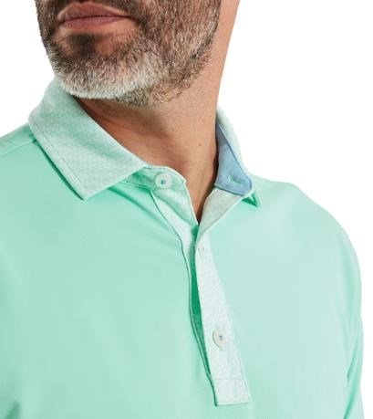 FootJoy Star Geo Trim Pique polo de hombre, sea glass