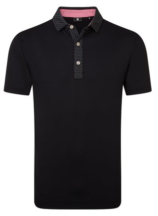 FootJoy Star Geo Trim Pique polo de hombre, negro