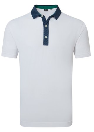 FootJoy Star Geo Trim Pique polo de hombre, blanco/navy