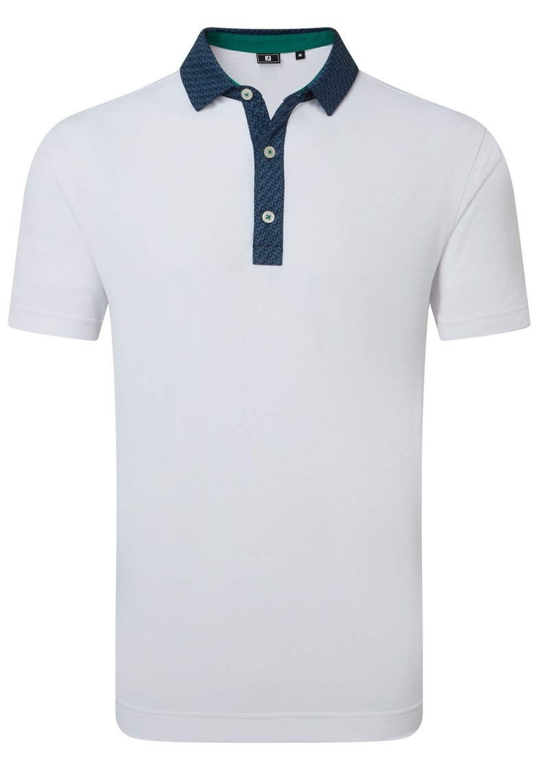 FootJoy Star Geo Trim Pique polo de hombre, blanco/navy
