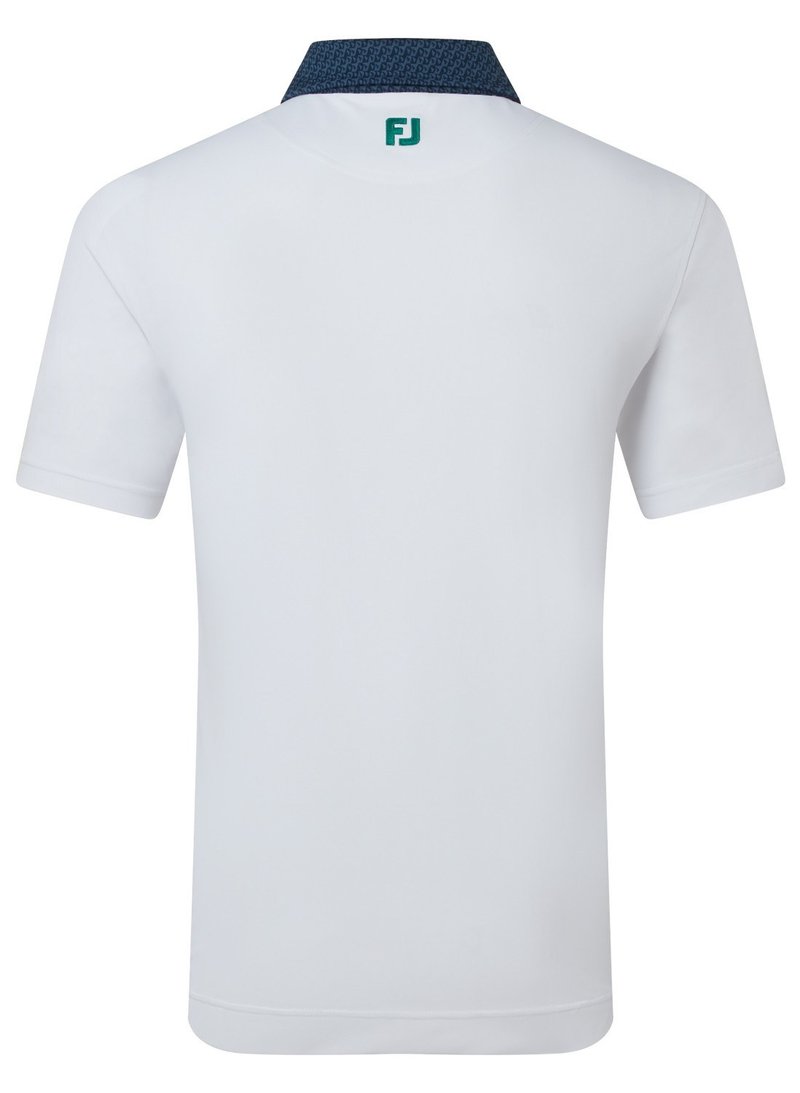 FootJoy Star Geo Trim Pique polo de hombre, blanco/navy