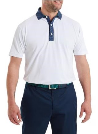 FootJoy Star Geo Trim Pique polo de hombre, blanco/navy