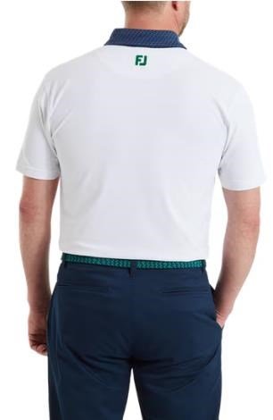 FootJoy Star Geo Trim Pique polo de hombre, blanco/navy