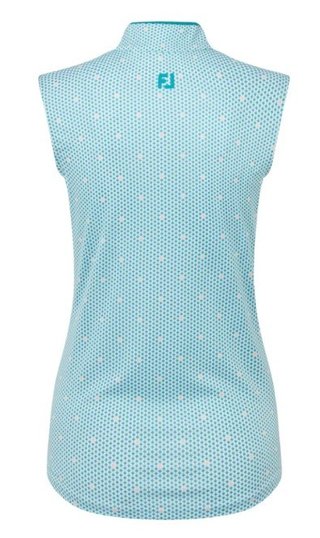 FootJoy Zip Front Tank Printed polo de mujer, azul/blanco/melocotón