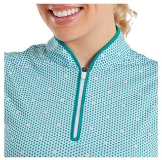 FootJoy Zip Front Tank Printed polo de mujer, azul/blanco/melocotón