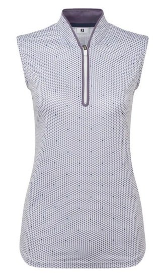 FootJoy Zip Front Tank Printed polo de mujer, navy/white/dusty violet