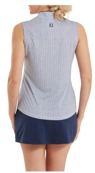 FootJoy Zip Front Tank Printed polo de mujer, navy/white/dusty violet