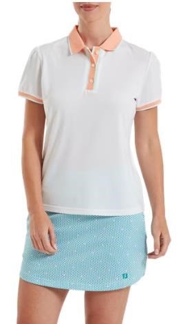 FootJoy Cap Sleeve polo de mujer, blanco/desert peach