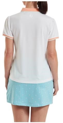 FootJoy Cap Sleeve polo de mujer, blanco/desert peach