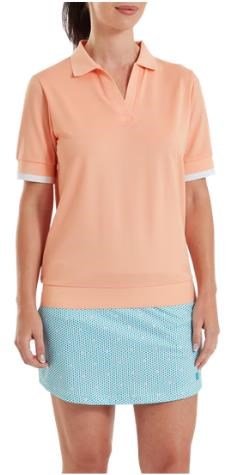 FootJoy Texture Knit polo de mujer, desert peach/white