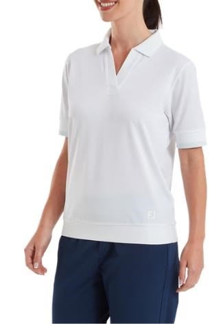 FootJoy Texture Knit polo de mujer, blanco/glacial blue