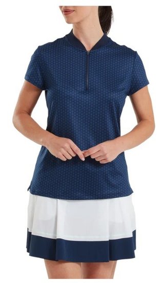 FootJoy Zip Blade polo de mujer, estampado tonal tile navy