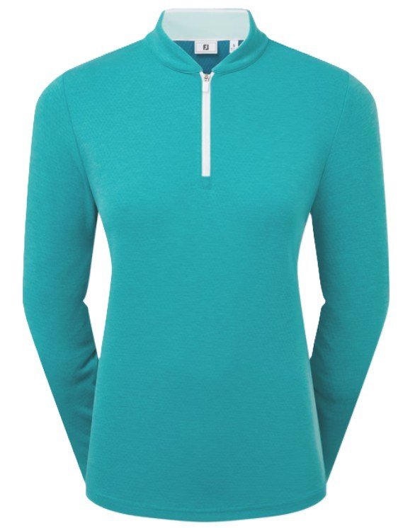 FootJoy 1/4 Zip Blade Collar Midlayer sudadera de mujer, tile blue/glacial blue/blanco