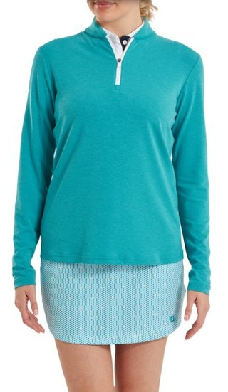 FootJoy 1/4 Zip Blade Collar Midlayer sudadera de mujer, tile blue/glacial blue/blanco