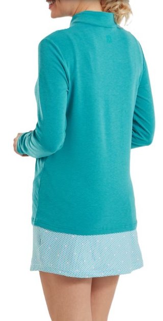 FootJoy 1/4 Zip Blade Collar Midlayer sudadera de mujer, tile blue/glacial blue/blanco