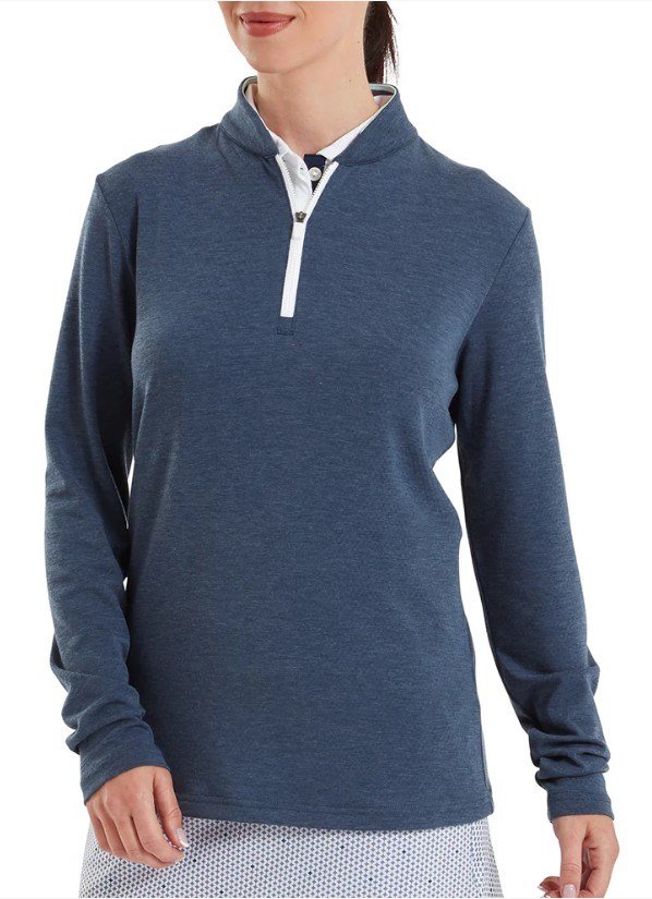 FootJoy 1/4 Zip Blade Collar Midlayer sudadera de mujer, navy/dusty violet/glacial blue
