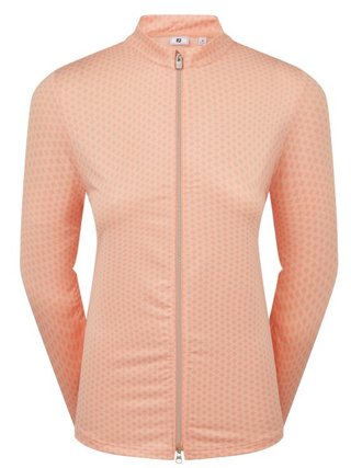 FootJoy Midlayer Full Zip Printed Sleeve sudadera de mujer, desert peach