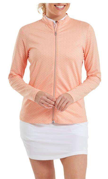 FootJoy Midlayer Full Zip Printed Sleeve sudadera de mujer, desert peach