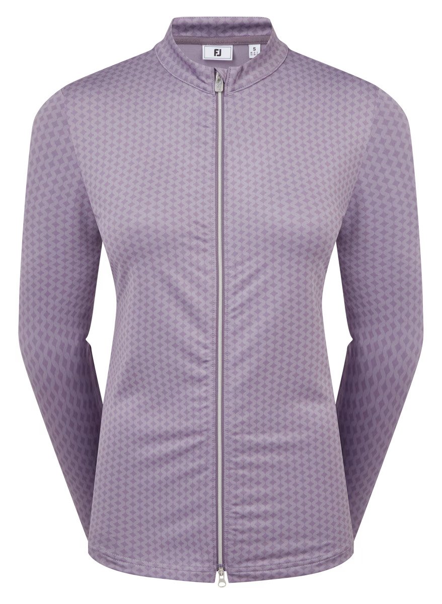 FootJoy Midlayer Full Zip Printed Sleeve sudadera de mujer, dusty violet