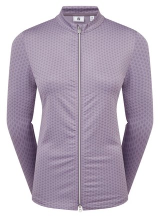 FootJoy Midlayer Full Zip Printed Sleeve sudadera de mujer, dusty violet