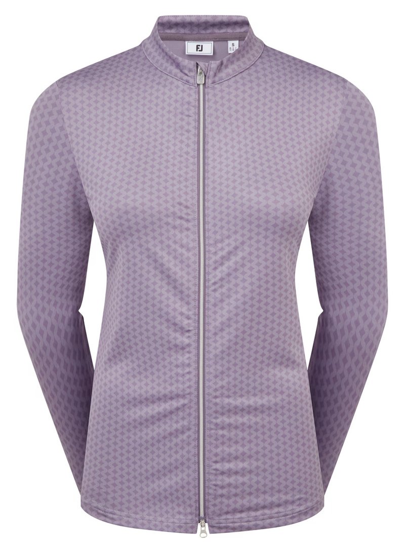 FootJoy Midlayer Full Zip Printed Sleeve sudadera de mujer, dusty violet
