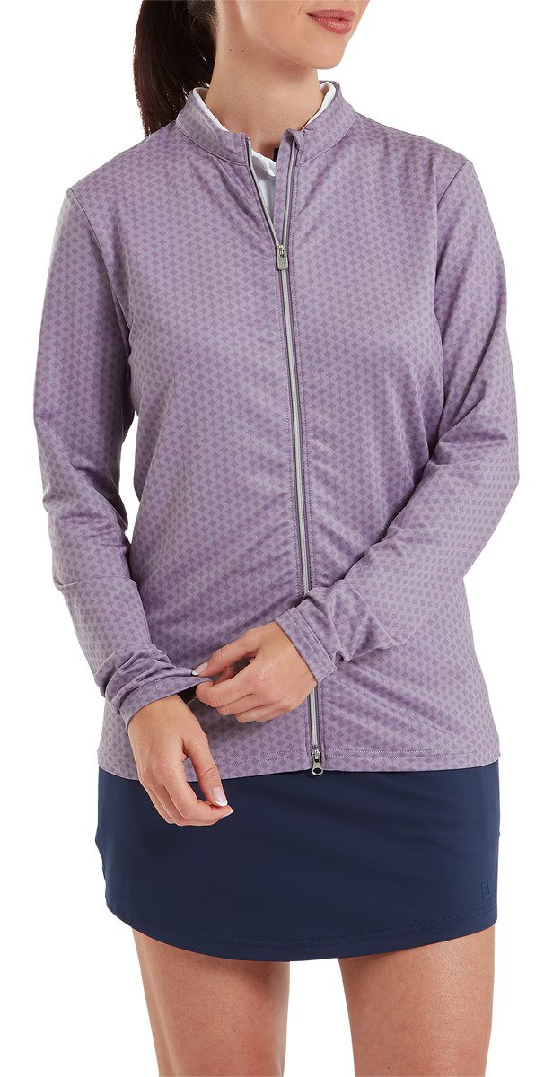 FootJoy Midlayer Full Zip Printed Sleeve sudadera de mujer, dusty violet