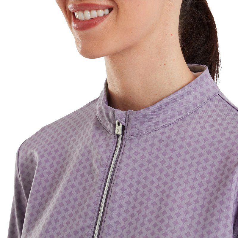 FootJoy Midlayer Full Zip Printed Sleeve sudadera de mujer, dusty violet