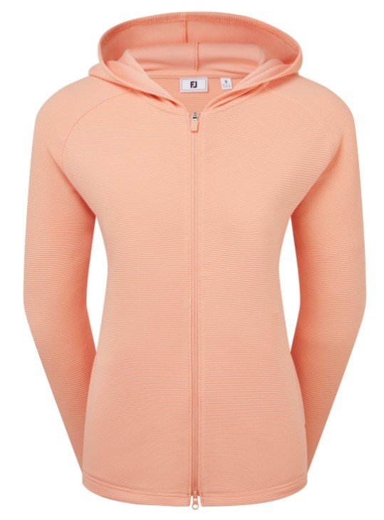 FootJoy Full-Zip Ottoman Hoodie sudadera con capucha para mujer, desert peach