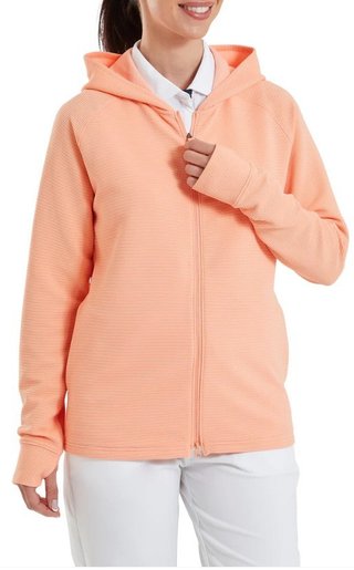 FootJoy Full-Zip Ottoman Hoodie sudadera con capucha para mujer, desert peach