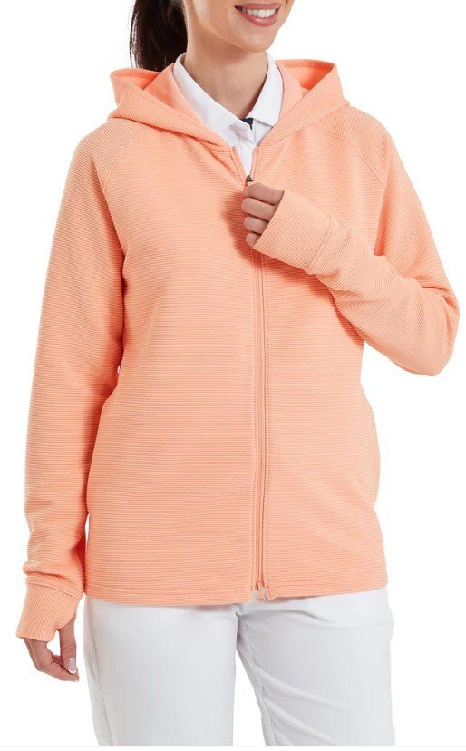 FootJoy Full-Zip Ottoman Hoodie sudadera con capucha para mujer, desert peach