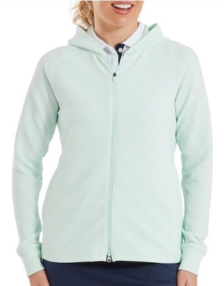 FootJoy Full-Zip Ottoman Hoodie sudadera con capucha para mujer, glacial blue