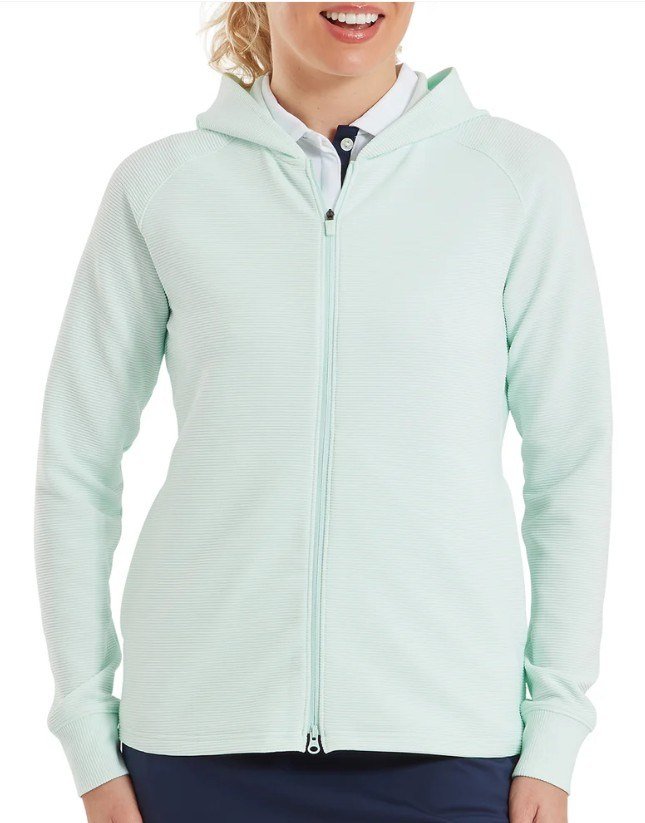 FootJoy Full-Zip Ottoman Hoodie sudadera con capucha para mujer, glacial blue