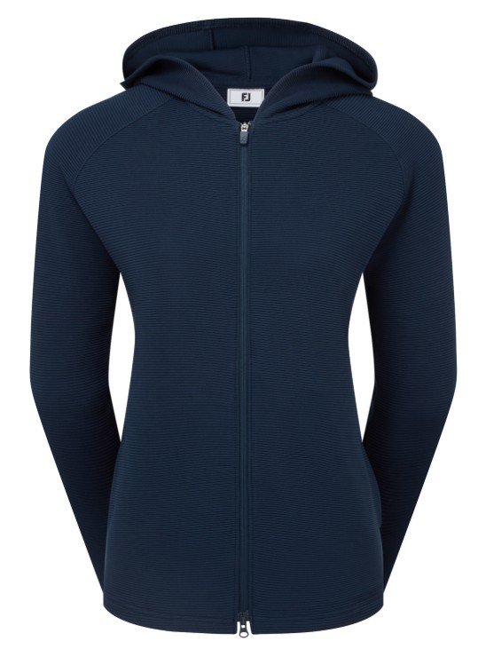 FootJoy Full-Zip Ottoman Hoodie sudadera con cremallera completa para mujer, azul marino
